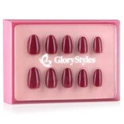 GloryStyles Nalepovací nehty - vínová - 30 ks