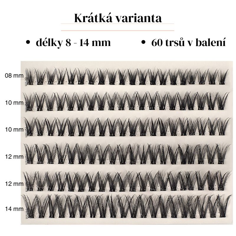 GloryStyles Samolepící segmentové řasy Invisible Band N137 - Délka řas: krátké (8 - 14 mm)