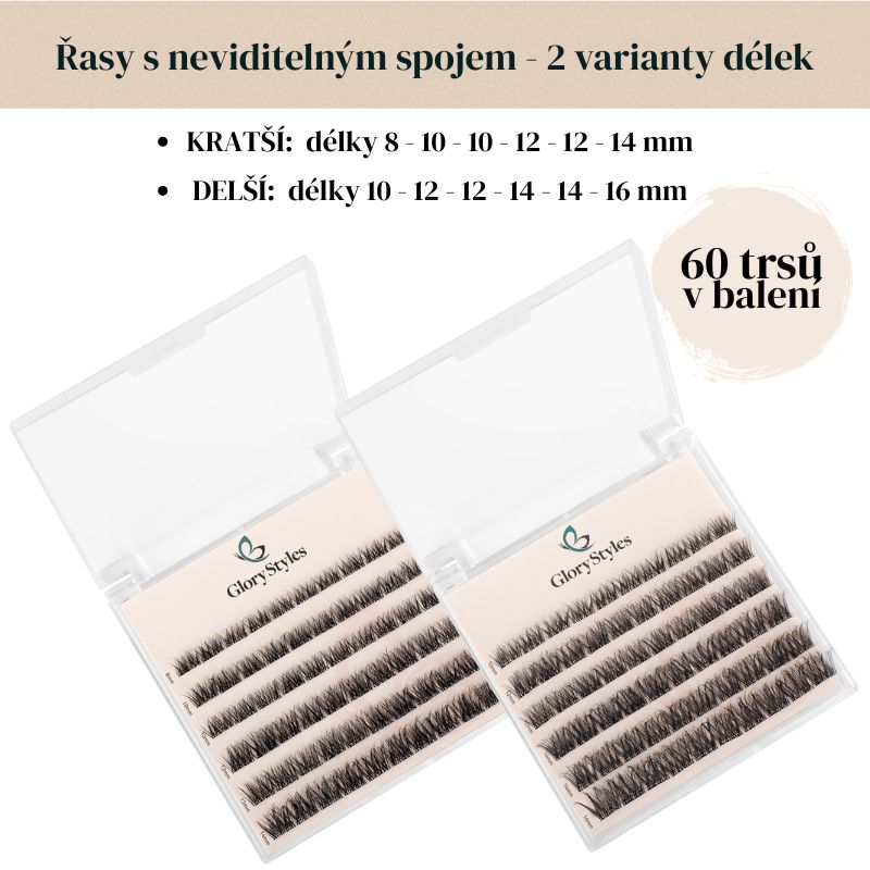 GloryStyles Samolepící segmentové řasy Invisible Band N237 - Délka řas: dlouhé (10 - 16 mm)