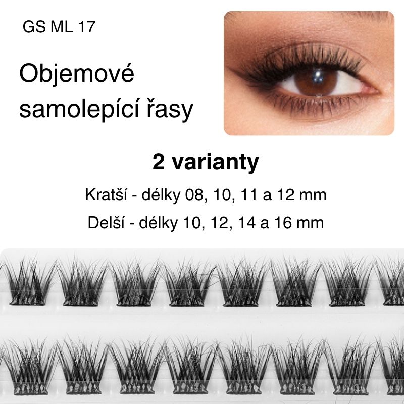 GloryStyles Samolepící segmentové řasy GS ML 17 - Délka řas: dlouhé (10 - 16 mm)