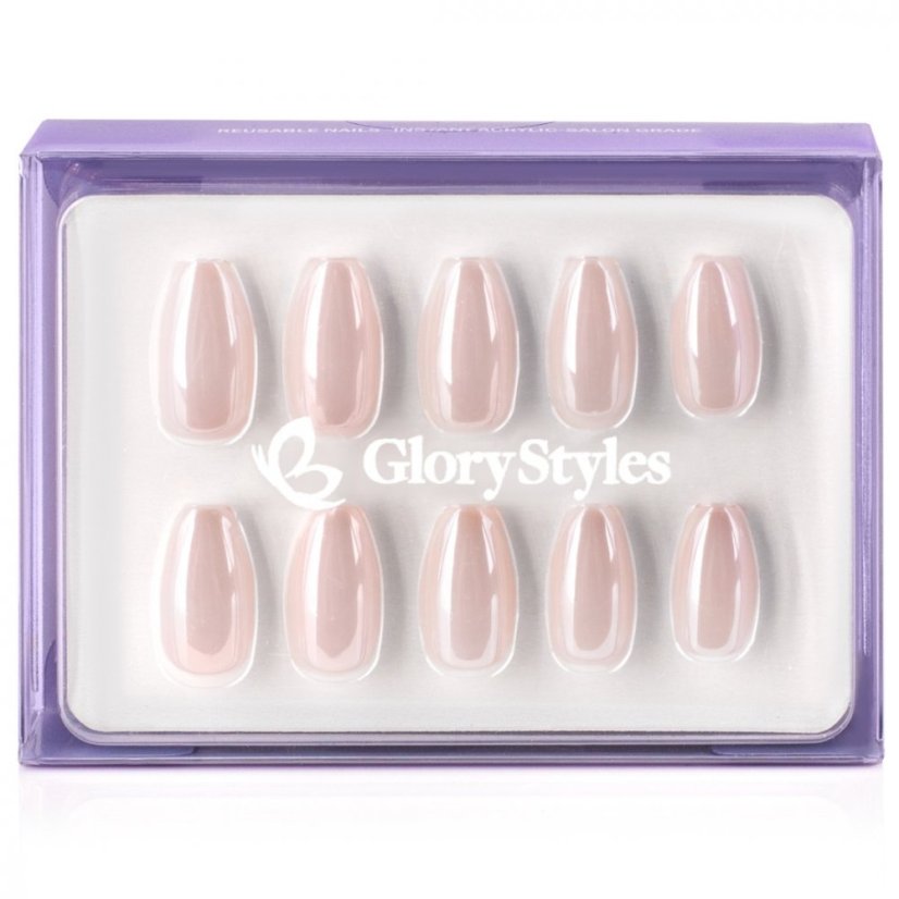 GloryStyles Nalepovací nehty - světlá perleť - 30 ks