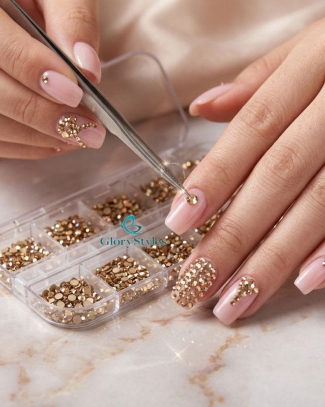 GloryStyles Sada kamínků na nehty 06 - champagne gold