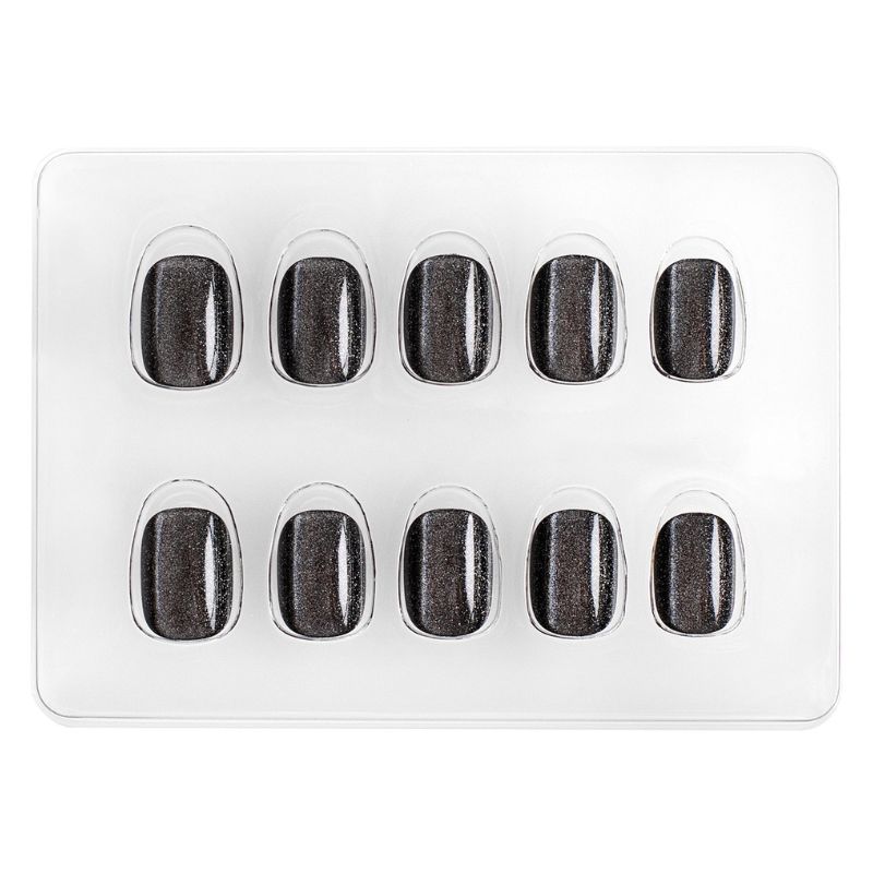 GloryStyles Nalepovací nehty - černý třpyt - 30 ks