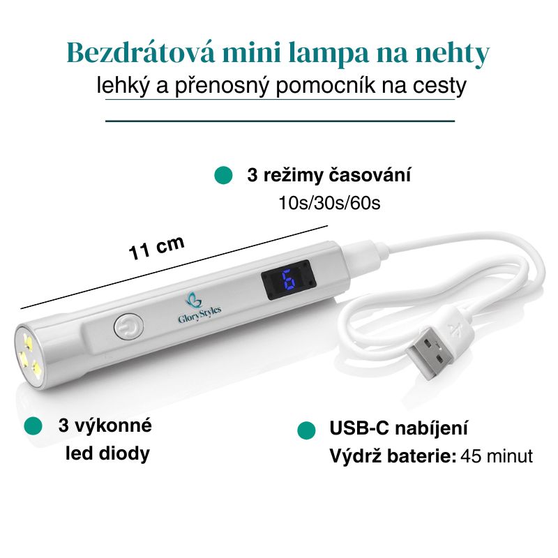 Bezdrátová mini LED lampa na nehty GloryStyles
