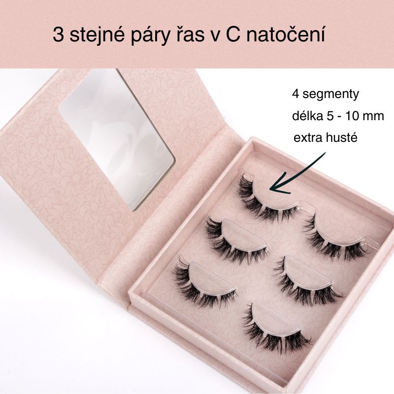 GloryStyles Sada 3 párů segmentových řas GS12