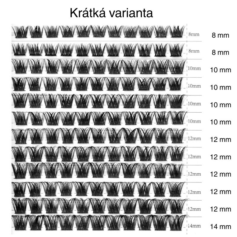GloryStyles Segmentové řasy DY013 multipack - Délka řas: krátké (8 - 14 mm)