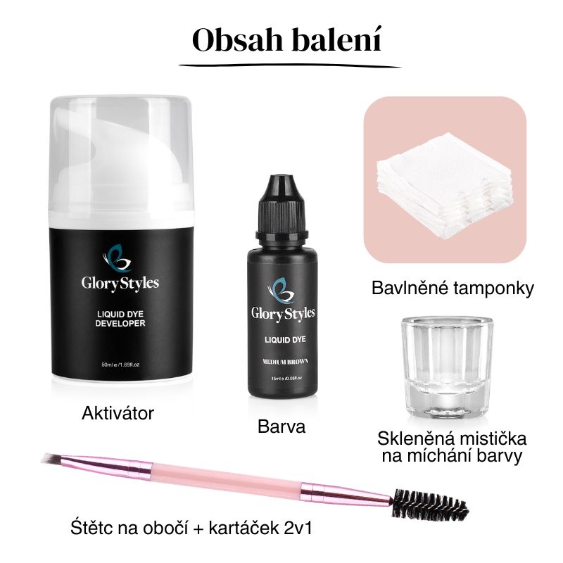 GloryStyles Sada na barvení obočí a řas - Barva: Středně hnědá
