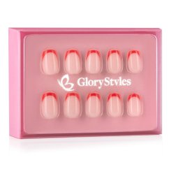GloryStyles Nalepovací nehty - červená francie - 30 ks