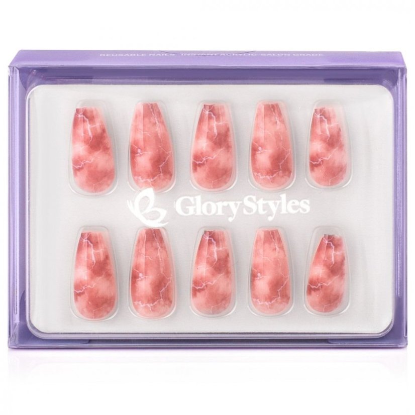 GloryStyles Nalepovací nehty - mramor - 30 ks