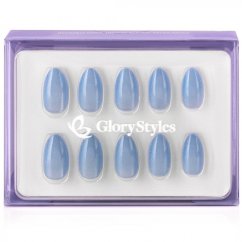 GloryStyles Nalepovací nehty - světle modrý třpyt - 30 ks