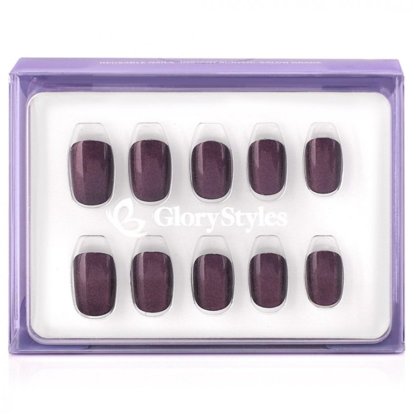 GloryStyles Nalepovací nehty - purpurová - 30 ks