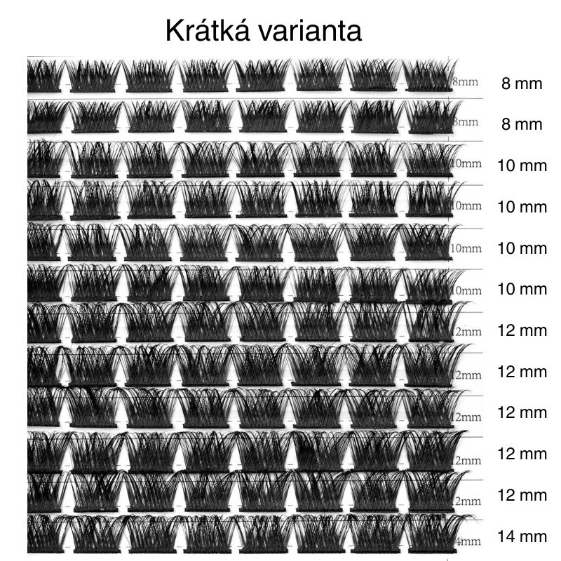GloryStyles Segmentové řasy DY003 multipack - Délka řas: krátké (8 - 14 mm)