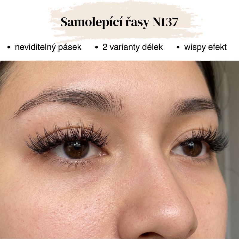 GloryStyles Samolepící segmentové řasy Invisible Band N137 - Délka řas: krátké (8 - 14 mm)
