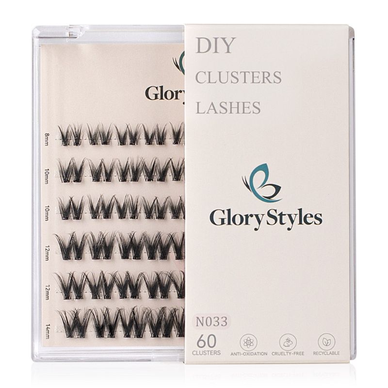 GloryStyles Samolepící segmentové řasy Invisible Band N033 - Délka řas: krátké (8 - 14 mm)