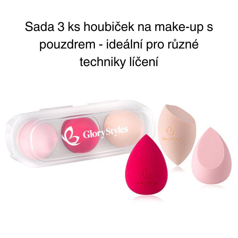 Sada 3 ks houbiček na make-up GloryStyles