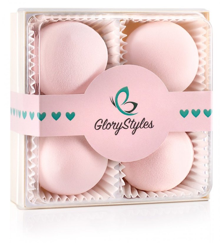 Sada houbiček na make-up GloryStyles - růžová