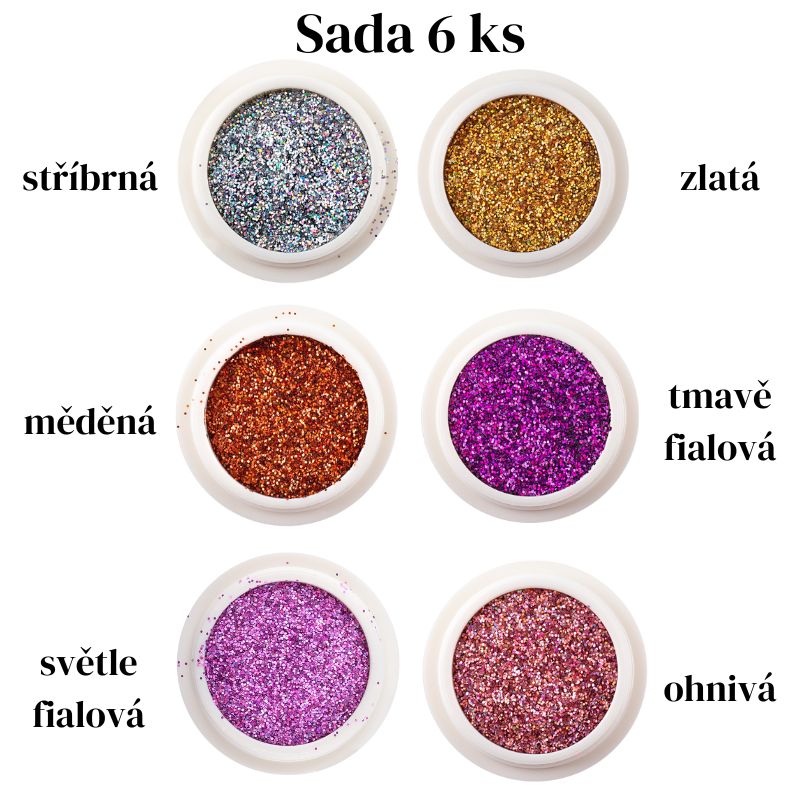 GloryStyles Sada glitrů na nehty 6 ks