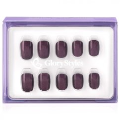 GloryStyles Nalepovací nehty - purpurová - 30 ks