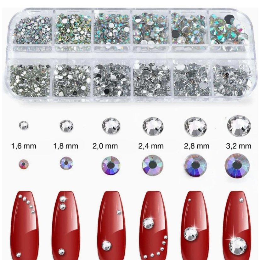 GloryStyles Sada kamínků na nehty 03 - mix crystal/crystal AB
