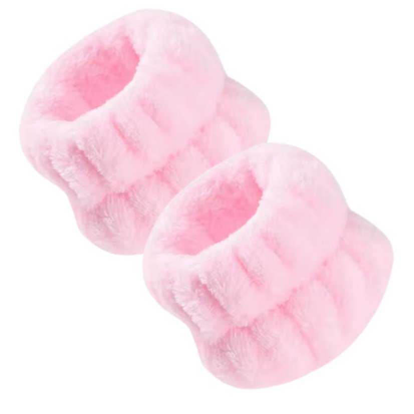 Sada kosmetické čelenky a náramků na mytí obličeje - růžová