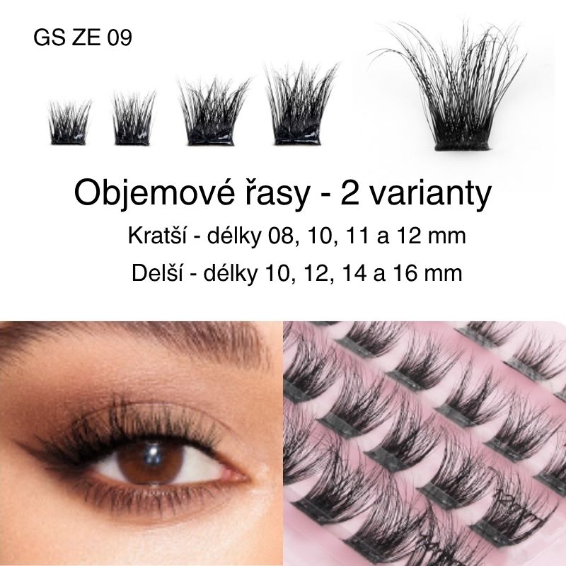 GloryStyles Samolepící segmentové řasy GS ZE 09 - Délka řas: krátké (8 - 12 mm)