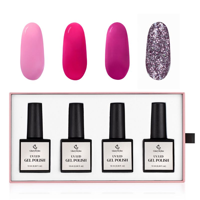 Levně GloryStyles Sada gel laků GP16 Pink 4 x 10 ml