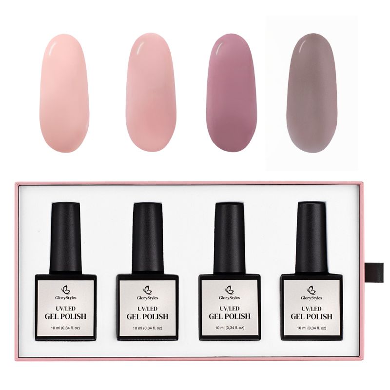 Levně GloryStyles Sada gel laků GP14 Milky 4 x 10 ml